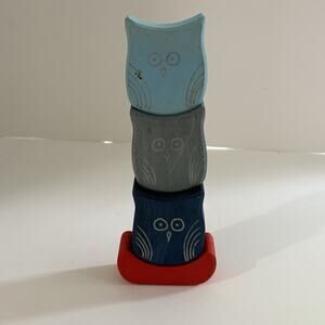 Grimm’s Wooden Toy Balancing Owls Stacking Toy Montessori PREOWNED Retired